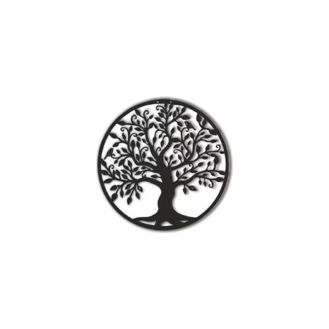 Cuadro metálico para pared, marco Árbol de la Vida, decoración de pared industrial negra, cuadro moderno y original de gran tamaño para salón, 40 x 40 cm - Crezuo