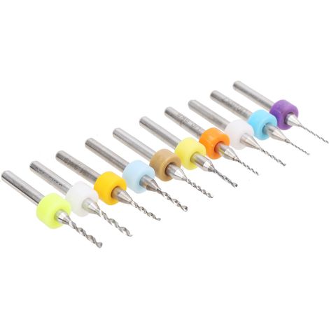 Lot de 10 micro-forets en carbure pour le perçage fin de circuits imprimés (0,6-1,5 mm) (1/5)