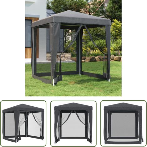 The Living Store Tente de fête avec 4 parois latérales en maille Anthracite 2x2m - Tente De Fete - Tonnelle - Gazebo - Parasol - Abri Solaire (1/5)