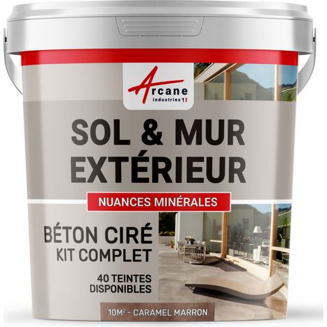 BETON CIRÉ: KIT KUNSTHARZ-BETONBESCHICHTUNG FÜR DRAUSSEN - Böden, Wände, Terrassen, Balkone, Treppen - Karamell-Braun - kit 10 m2 (2 couches)