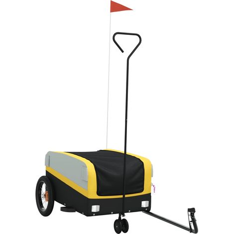 vidaXL Bike Trailer Black and Yellow 30 kg Iron