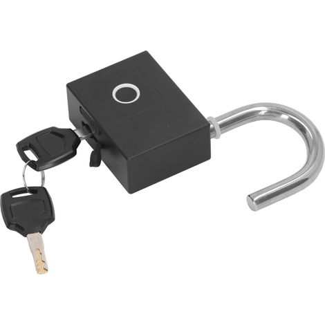 Cadenas intelligent Bluetooth à empreinte digitale avec contrôle par application, chargeur USB et clés mécaniques de rechange, noir (1/5)
