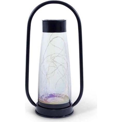 Lanterne solaire - GARDEN ID Noir - Ø18 H34 cm - Batterie AAA - Autonomie 6-8h - Poignée pratique. (1/2)