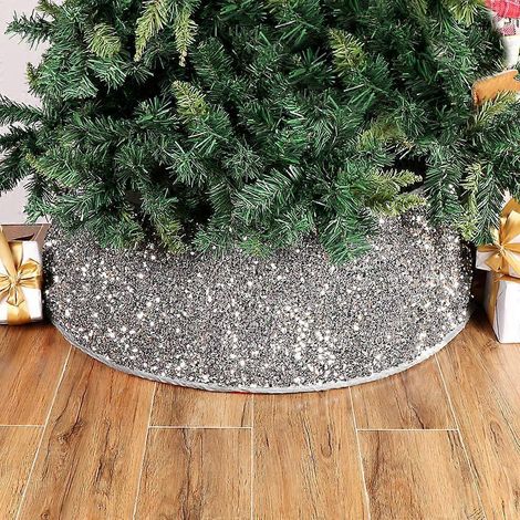 Collier de sapin de Noël à paillettes de 76 cm (30 pouces) - Jupe de sapin avec anneau de protection pour la base - Décoration pour la maison, les fêtes d'hiver et le Nouvel An (1/4)