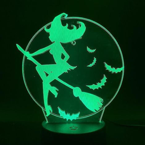 Lampe de chevet LED 3D Magic Witch à changement de couleur (1/2)