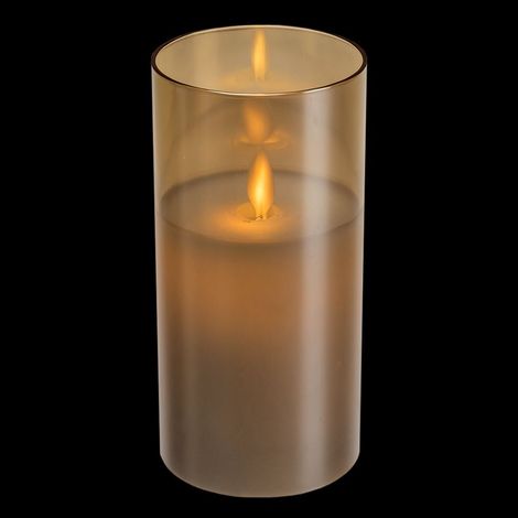 Candela in cera con bicchiere in vetro e luce a led effetto realistico -Small (1/3)