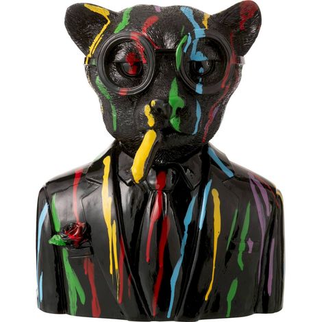 Figurine léopard pop en résine noire - noir multicolore (1/4)
