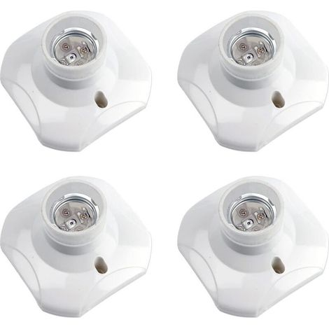 Douille Plafond E27 à Visser, Douille E27 Garage, AC 220-240V, Support Douille pour Ampoule LED, Base Plafonnier Culot E27, Base de Lampe Plastique Blanche pour Lampe au Mur, lot de 4 (1/5)