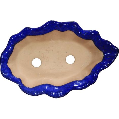 Piatto smaltato per bonsai ovale cm 27 Verde