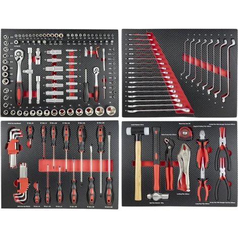 JBM 43708R Set di 4 termoformati con utensili rosso 172 Pz.