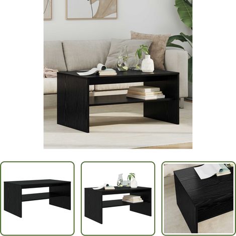 Holz Couchtisch -  Couchtisch Schwarz Eichen-Optik 80 x 50 x 40 cm Holzwerkstoff (1/5)