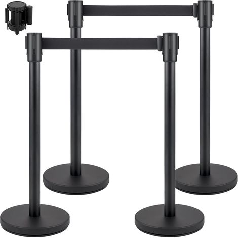 Contrôle de foule fiable - poteaux de guidage 4 pcs, sangle rétractable 2 m, connexion 4 voies, pour théâtre et hôtel (1/5)