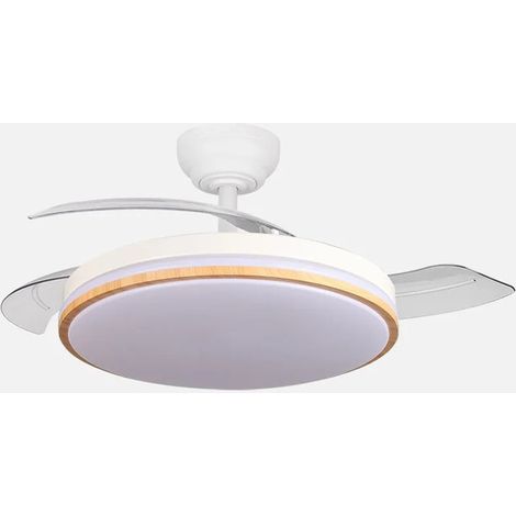 Ventilateur DC Lightning 60 W Blanc/Hêtre 3 pales 107d 6980 lm 36 x 48/107 cm Télécommande 3 couleurs + Mémoire + Minuterie + Ré (1/2)