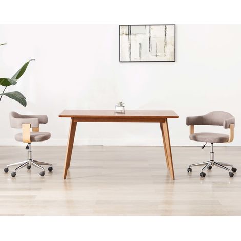 Esszimmerstühle 2 Stk. Drehbar Taupe Bugholz und Stoff