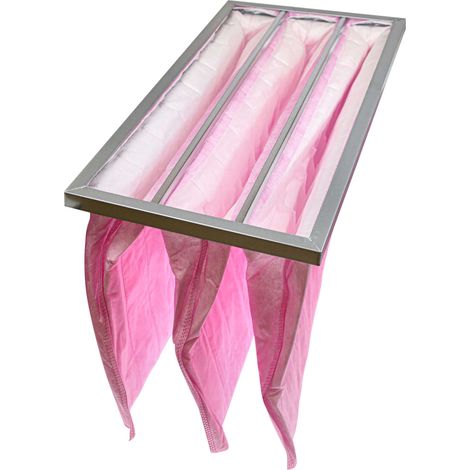 vhbw Filtros de bolsa para sistemas aire acondicionado y ventilación - Filtro F7, 28,7 x 59,2 x 36 cm, rosa