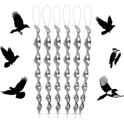 6 Pièces Spirale Réfléchissante,Tiges Rotatives Anti-Oiseaux Argentées,Système Réfléchissant Anti-Oiseaux,Effaroucheur Oiseaux Réfléchissant,Répulsif à Oiseaux Éolien avec Tiges Réfléchissantes (1/5)