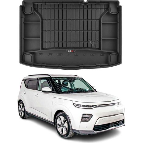Tapis de Coffre 3D TPE Premium Compatible avec Kia E-Soul 2019 à 2023, Bac de Protection de Coffre Intérieur antidérapant Revêtement de Coffre Bords Hauts pour Voiture Noir