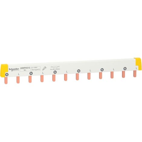 Schneider Electric – Peigne électrique 2 pôles 100A – 12 modules de 18mm – Isolé pour installation horizontale – Compatible Acti 9