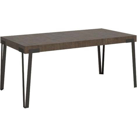 Table à manger extensible design avec pieds en métal anthracite Konta 180 à 284 cm-Marron-180 à 284 cm (1/5)
