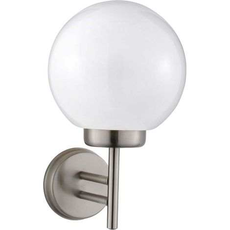 Lanterna Orb 1 fiamma da esterno, staffa a parete, acciaio inox, paralume bianco, bianco dimmerabile