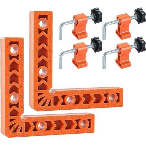 Équerres d'angle en plastique - 90 degrés - Positionnement d'angle avec 4 équerres - Équerre d'angle - Travail du bois - Travail de la pierre - Bricoleurs - Artisans - Lot de 2 orange (1/5)