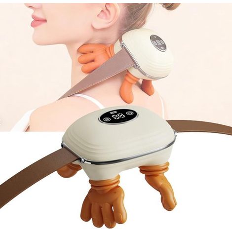 Masajeador de cuello - Estimulador de hombros - Relajación muscular - Tecnología de amasado 4D - Recargable por USB - Blanco (1/5)