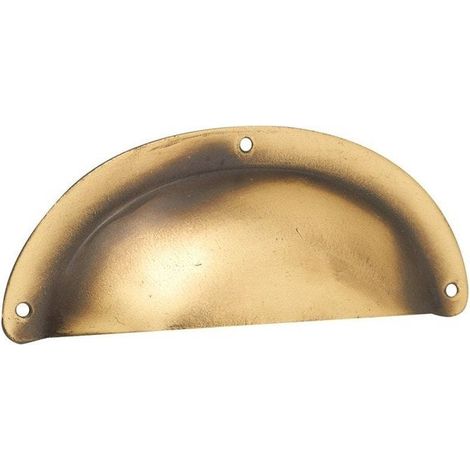 Poignée de meuble coquille zamak vieilli 76mm – Fixation à vis fournie – Largeur 76mm – Pour bois dur – REI (1/4)