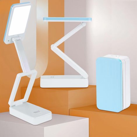 Lampe de Bureau Pliable,LED lampe de Table,Lampe de Chevet Sans Fil,Portable Lampe de Lecture,3600mAh Pile Rechargeable Lampe de Bureau Enfant,Contrôle Tactile 3 Modes de Couleur Lumière (1/5)