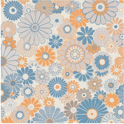 Retro wallpaper wall Profhome 395352 hot embossed non-woven wallpaper slightly textured with floral pattern matt blue brown beige pastel blue cream 4,5 m2 (1/5)
