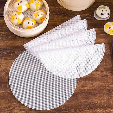 12 tappetini in silicone per cestello di cottura a vapore, 25 cm, cestelli per cottura a vapore in rete di bambù antiaderenti, tappetini riutilizzabili per cottura a vapore di verdure e altri alimenti (1/5)
