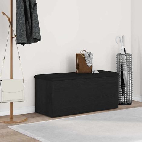 Sitzbank mit Stauraum Schwarz Eichen-Optik 102 x 42 x 45 cm
