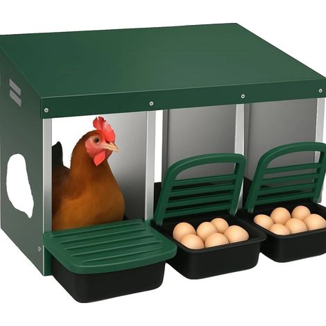 Nido per galline, design pieghevole, struttura in acciaio resistente, verde (1/2)