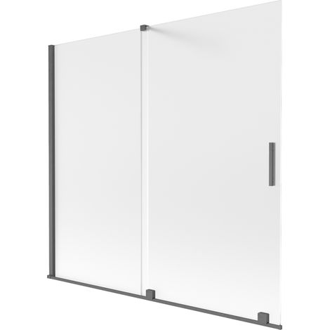 Mexen Velar pare-douche à 2 vantaux coulissants 170 x 150 cm, givre, gris canon brossé - 896-170-000-31-66 (1/2)