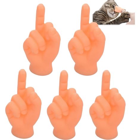5 PCS Mini Marionnettes à Doigt en Caoutchouc,Anti-déformation Doigt Mini Mains pour Interaction Chat,Cadeau Amusant pour Halloween et Fêtes, Design Main Gauche Droite (1/5)