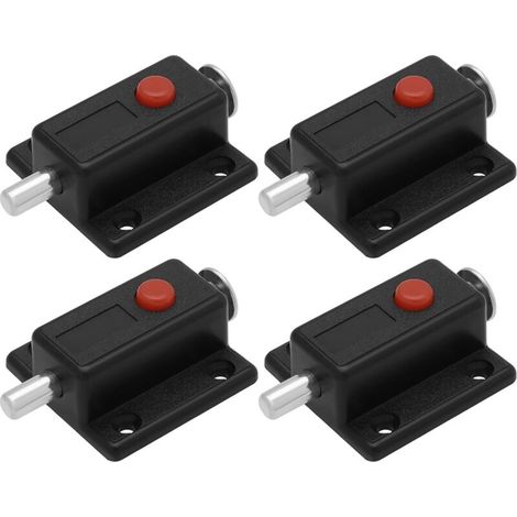 CCYKXA 4 Pieces Black Plastic Automatic Spring-Loaded Door Latches for Cabinet Doors, Wardrobe Doors, Cribs, and Windows