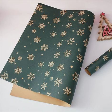 Wrapping Paper - Kraft Brown - Retro Pattern - Recyclable - 100 cm x 10 m - For Holiday Gifts And Party Decoration (1/5)