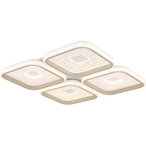 Plafonnier LED, lampe de plafond, télécommande, veilleuse, intensité variable, blanc mat, 54 cm