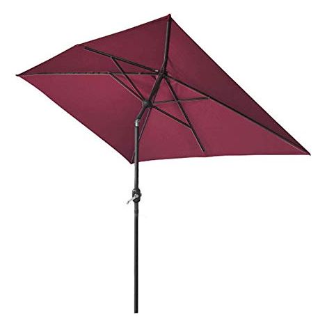Outdoor Patio Garden Parasol 3x2m Sun Shade Umbrella Canopy w/ Crank Tilt UV protection - Wine Red
