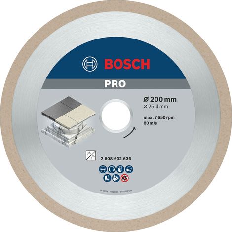 Bosch – Disque diamant pour meuleuse 200 mm – Coupe nette pour céramique et grès – Diamètre alésage 25,4 mm – Largeur de coupe 2,2 mm