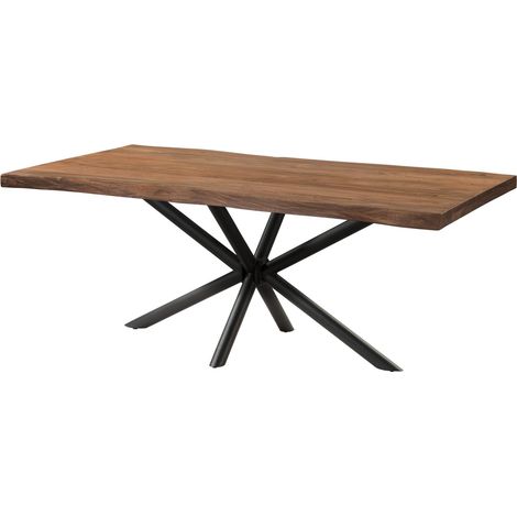 Tavolo da pranzo in legno di sheesham 180x90x76 verniciato grigio / gambe incrociate antracite matt FREEFORM 5