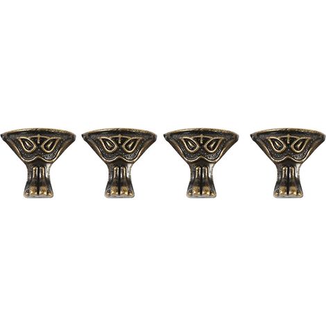 Boîte à bijoux bois doré ancien 4 pieds patins décoratifs vintage coins protection coffret cadeau patine laiton (1/5)