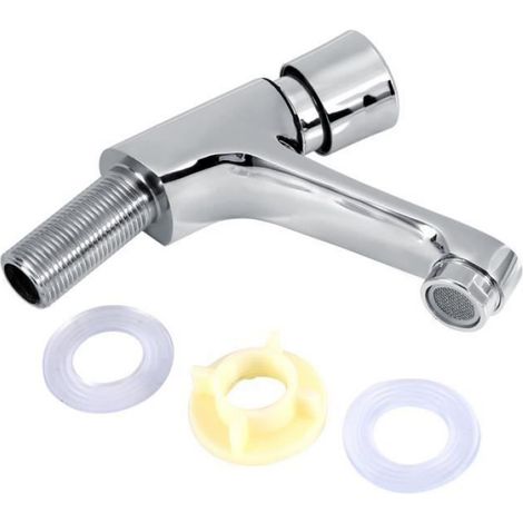 Robinet temporisé chromé à fermeture automatique robinet d'évier du lavabo pour la cuisine (1/4)