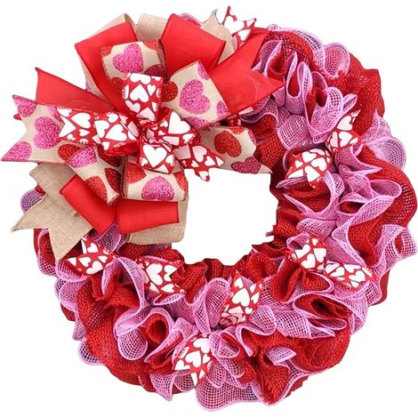 Guirlande Cœur - Décoration Porte D'Entrée Pour Saint-Valentin - Arrangement Floral Avec Ruban - 35 cm (1/5)