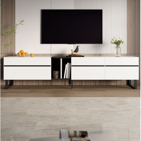 Mobile TV 180x38x45 cm bianco in truciolare con vani chiusi e aperti (1/5)