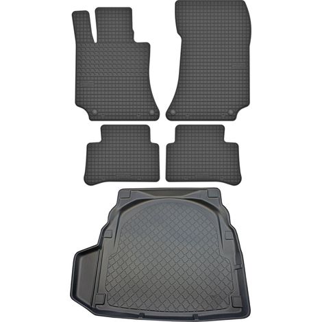 Juego de alfombrillas de goma para coche y alfombrilla para maletero para Mercedes Clase E W212 Sedán (de marzo de 2009 a marzo de 2016).