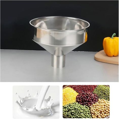 Entonnoir de Cuisine Acier Inoxydable 304, Grand Diamètre 6 Pouces, Pour Liquides et Aliments Secs, Écoulement Rapide, Réutilisable