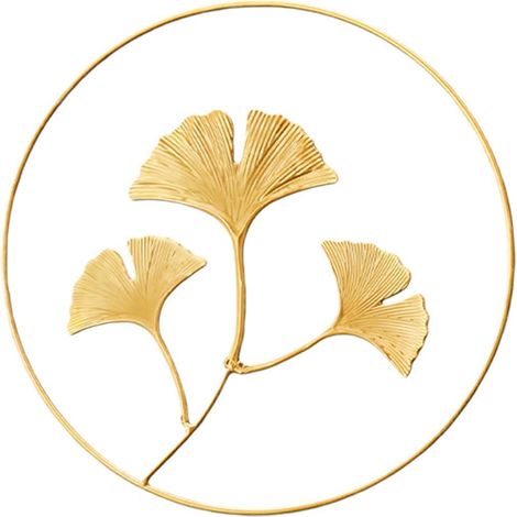 Sculpture murale en métal, feuilles de ginkgo en fer, décoration pour la maison, le bureau, le salon ou l'hôtel.