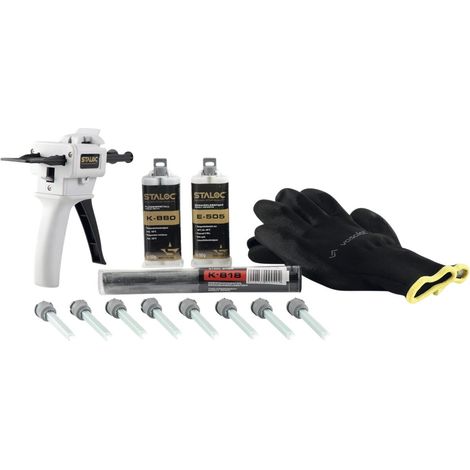 Staloc Epoxidharz Kleber Set - 2K Reparatur Knete + 2K Flüssigmetall + 2K Epoxy Kleber + 2K Kleber Pistole + 8x Statikmischer (1/5)