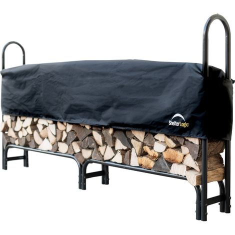 ShelterLogic Étagère à bois en acier avec couvercle Noir 244x25x118 cm (1/5)