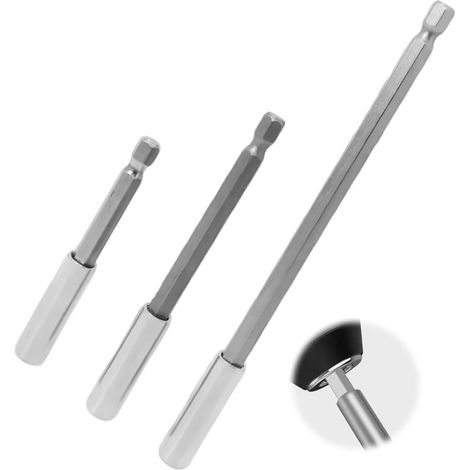 Tige d'Extension Magnétique pour Foret Électrique - Support d'Extension de Foret Hexagonal 1/4", Ensemble de 3 Pièces, Longueurs 75/100/150mm